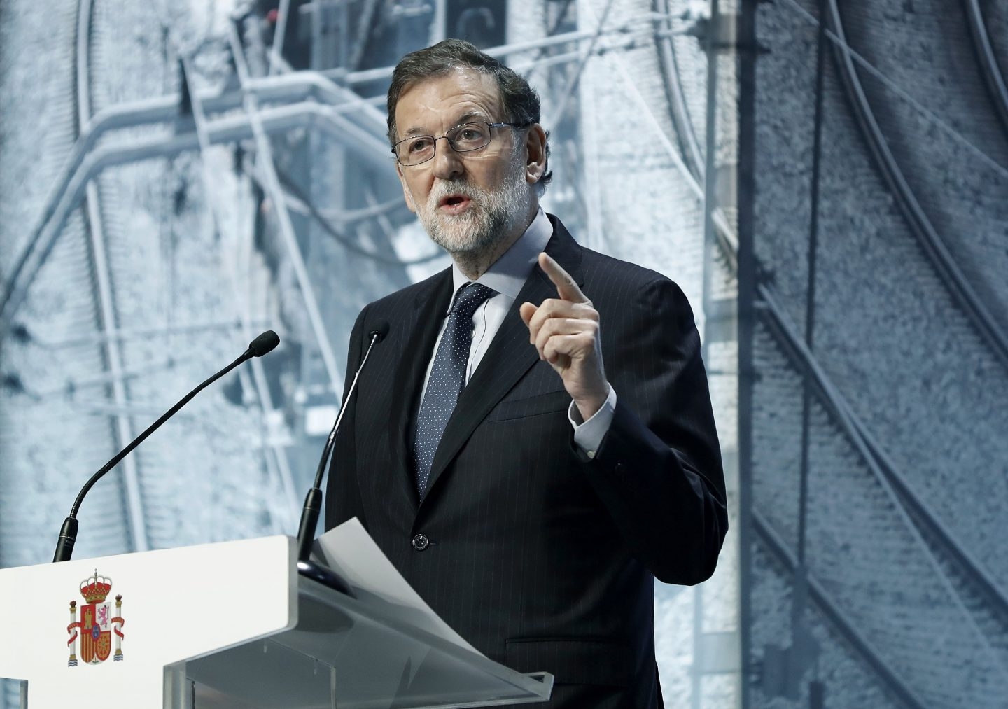 Rajoy, este martes, durante la presentación de las inversiones en Cataluña.