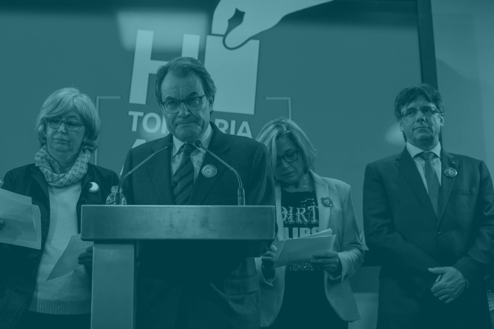 Artur Mas, junto a Joana Ortega, Irene Rigau y Carles Puigdemont.