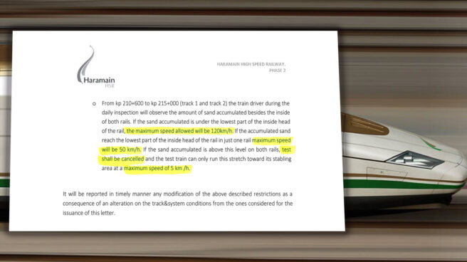 La arena del AVE a La Meca causa estragos: trenes en el desierto a 5 km/h y no a 300