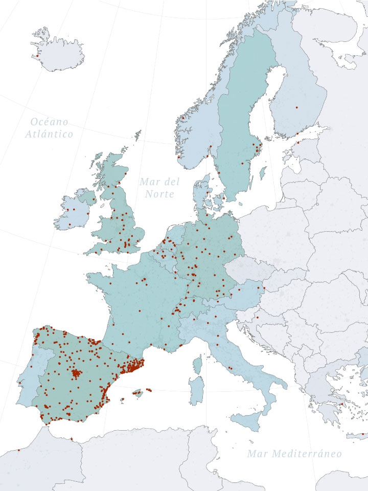 Distribución de los becarios de La Caixa en Europa