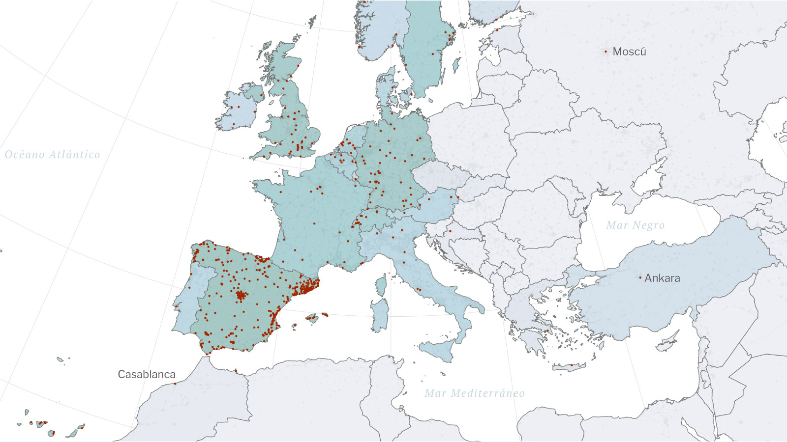 Distribución de los becarios de La Caixa en Europa