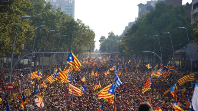 Banderas independentistas durante una concentración con motivo del día de Cataluña.