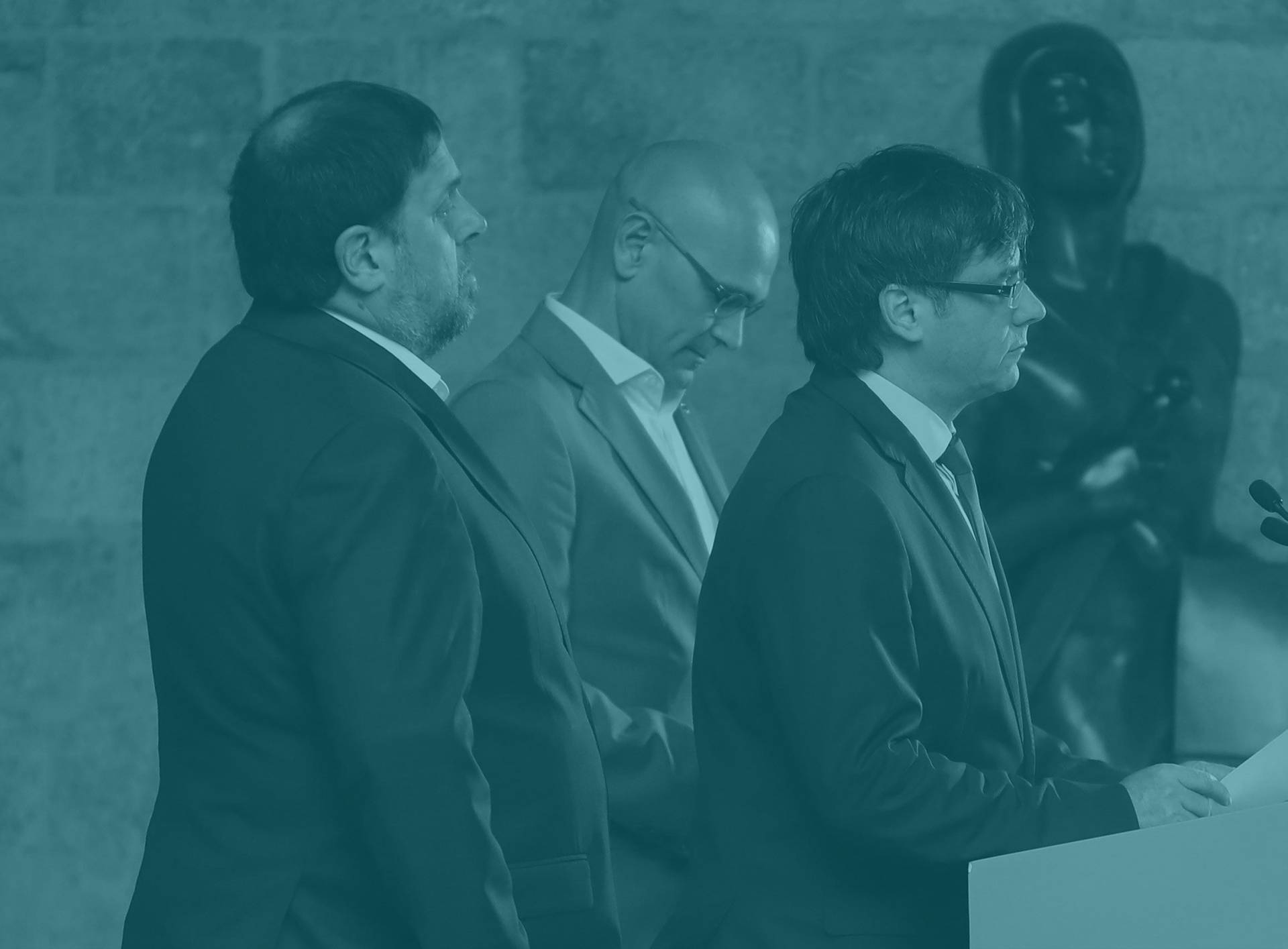 Oriol Junqueras, Raül Romeva y Carles Puigdemont.