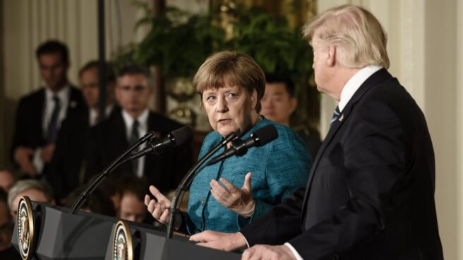 merkel_trump Angela Merkel y Donald Trump en su primer encuentro.