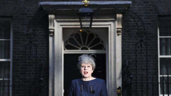 Theresa May, durante su comparecencia de este martes. Theresa May, durante su comparecencia de este martes.