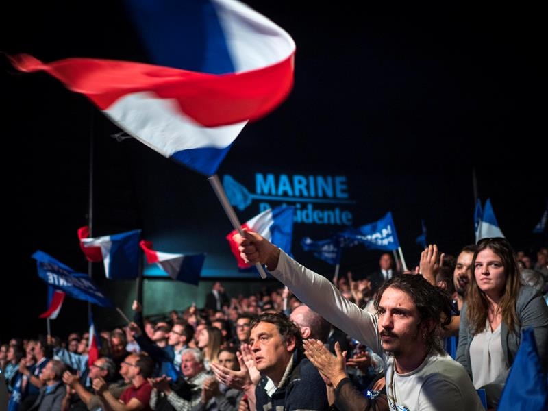 Mitin de Marine Le Pen en Marsella en la campaña de las elecciones presidenciales francesas