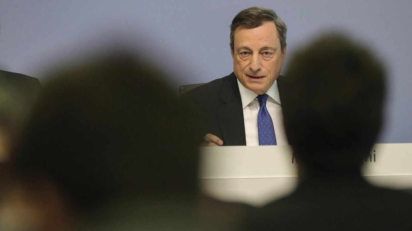 El presidente del BCE, Mario Draghi, durante una comparecencia en Fráncfort.