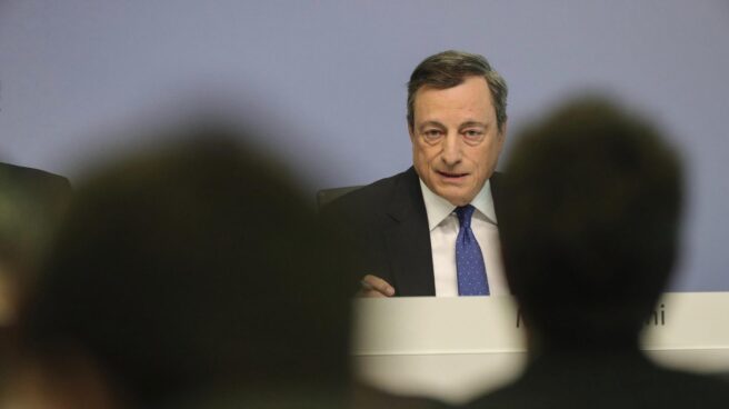 Draghi_BCE_QE El presidente del BCE, Mario Draghi, durante una comparecencia en Fráncfort.