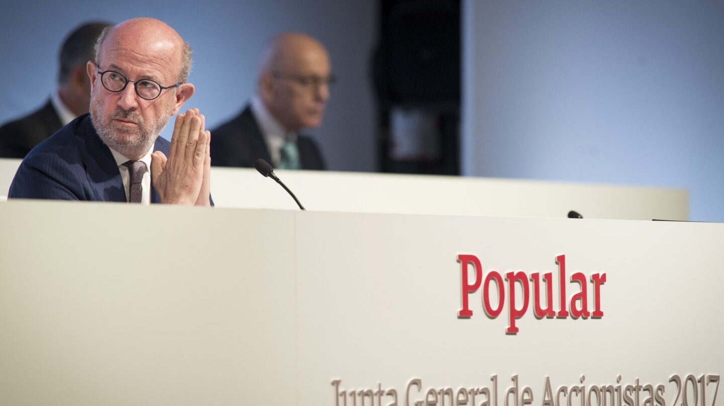Emilio Saracho, presidente de Popular, en la junta de accionistas del banco.