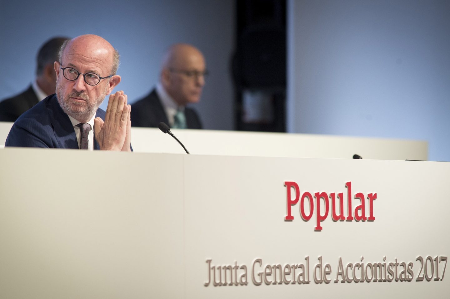 Emilio Saracho, presidente de Popular, en la junta de accionistas del banco.