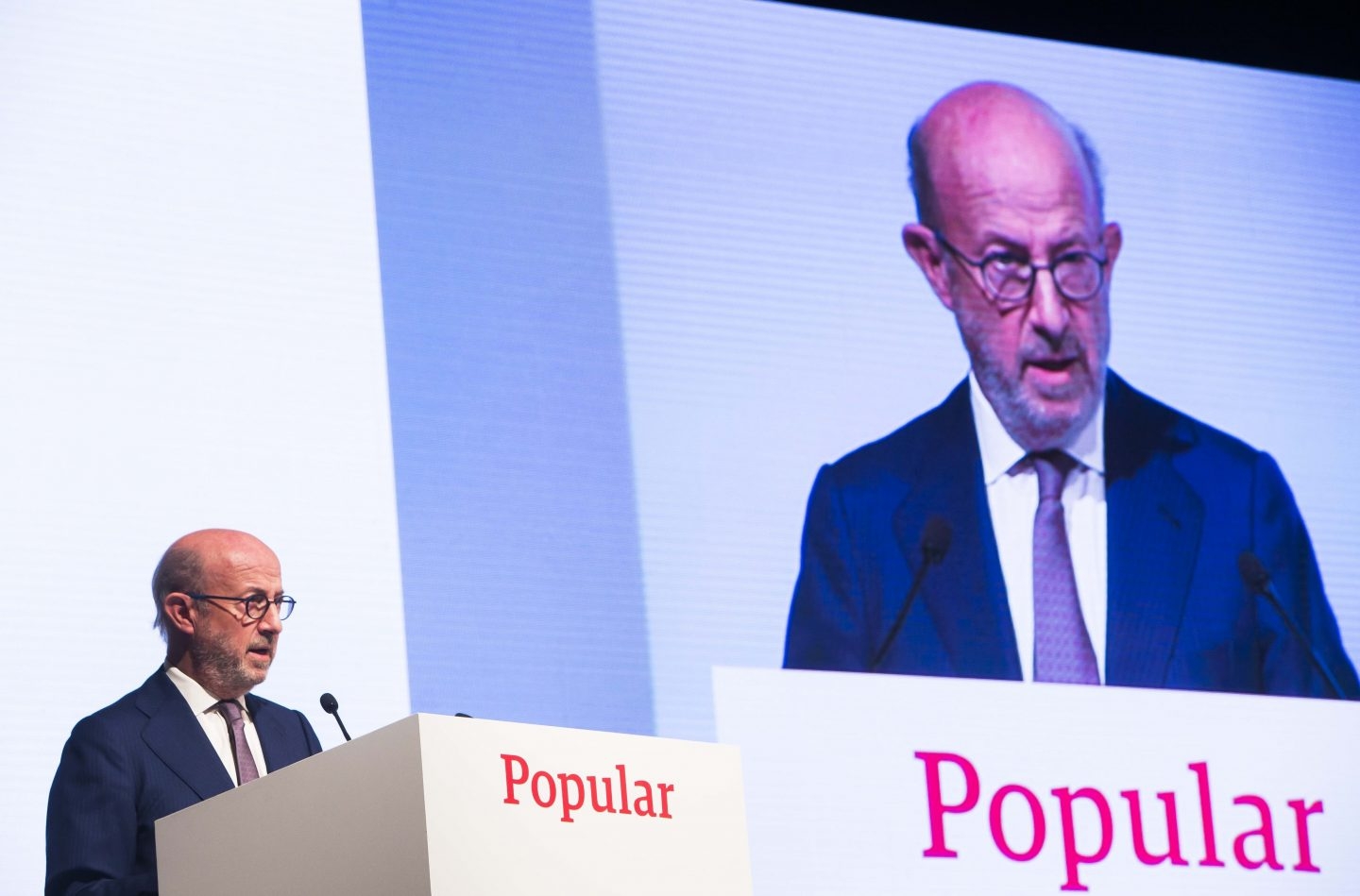 El presidente de Popular, Emilio Saracho, en la Junta de Accionistas.