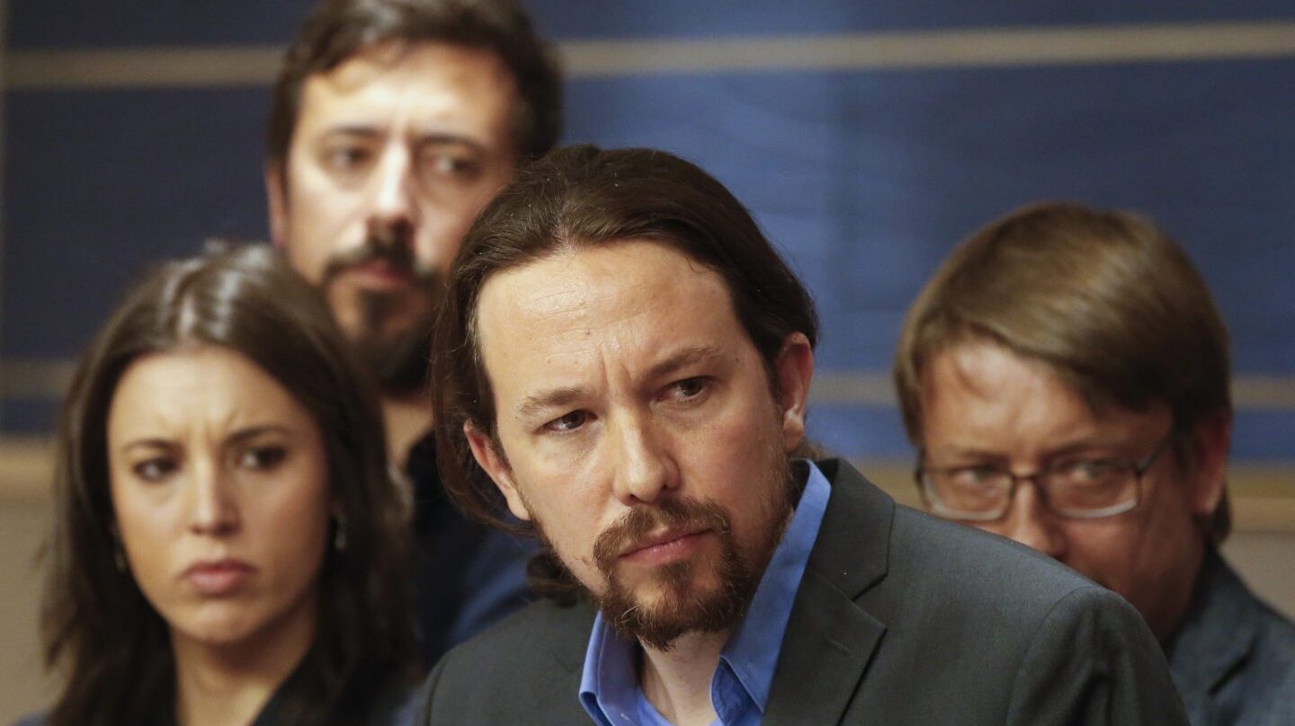 Pablo Iglesias, durante la rueda de prensa en la que anunció la moción de censura al Gobierno.