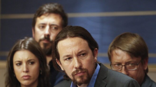 Pablo Iglesias, durante la rueda de prensa en la que anunció la moción de censura al Gobierno. Pablo Iglesias, durante la rueda de prensa en la que anunció la moción de censura al Gobierno.