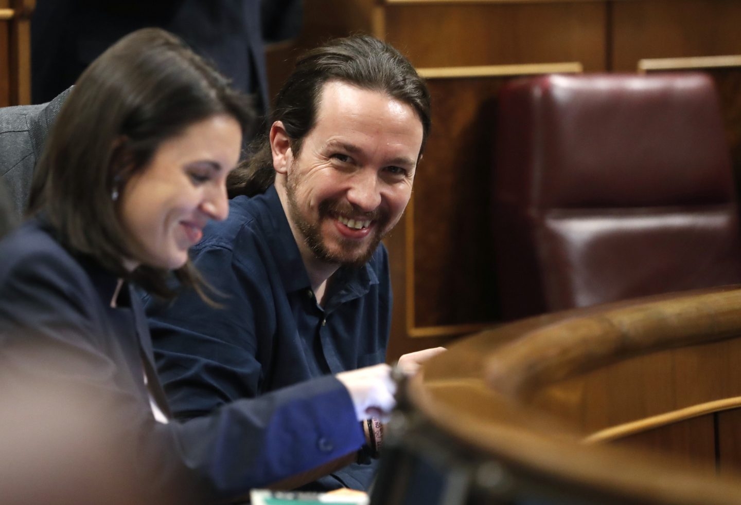 Irene Montero y Pablo Iglesias, en el Congreso.