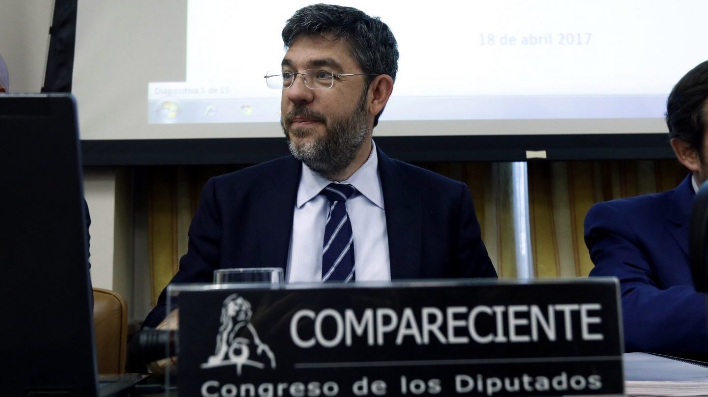 El secretario de Estado de Presupuestos, Alberto Nadal, durante su comparecencia en el Congreso de los Diputados para hablar de los Presupuestos y las CCAA.