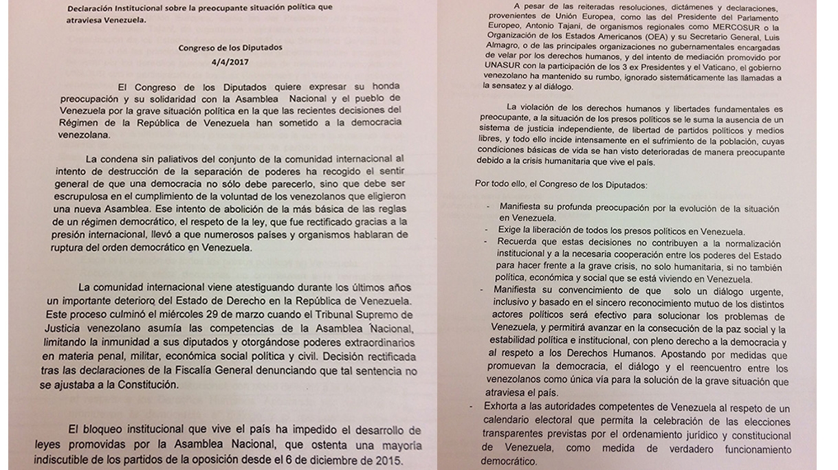 Podemos y ERC bloquean una moción de PP y PSOE sobre la democracia en Venezuela