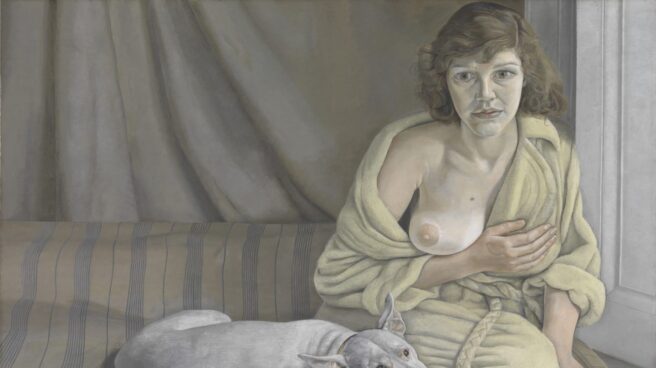 'Muchacha con perro blanco', de Lucian Freud.