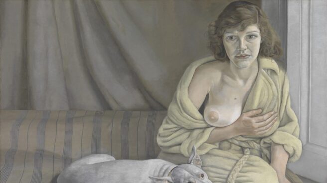 lucian-freud 'Muchacha con perro blanco', de Lucian Freud.