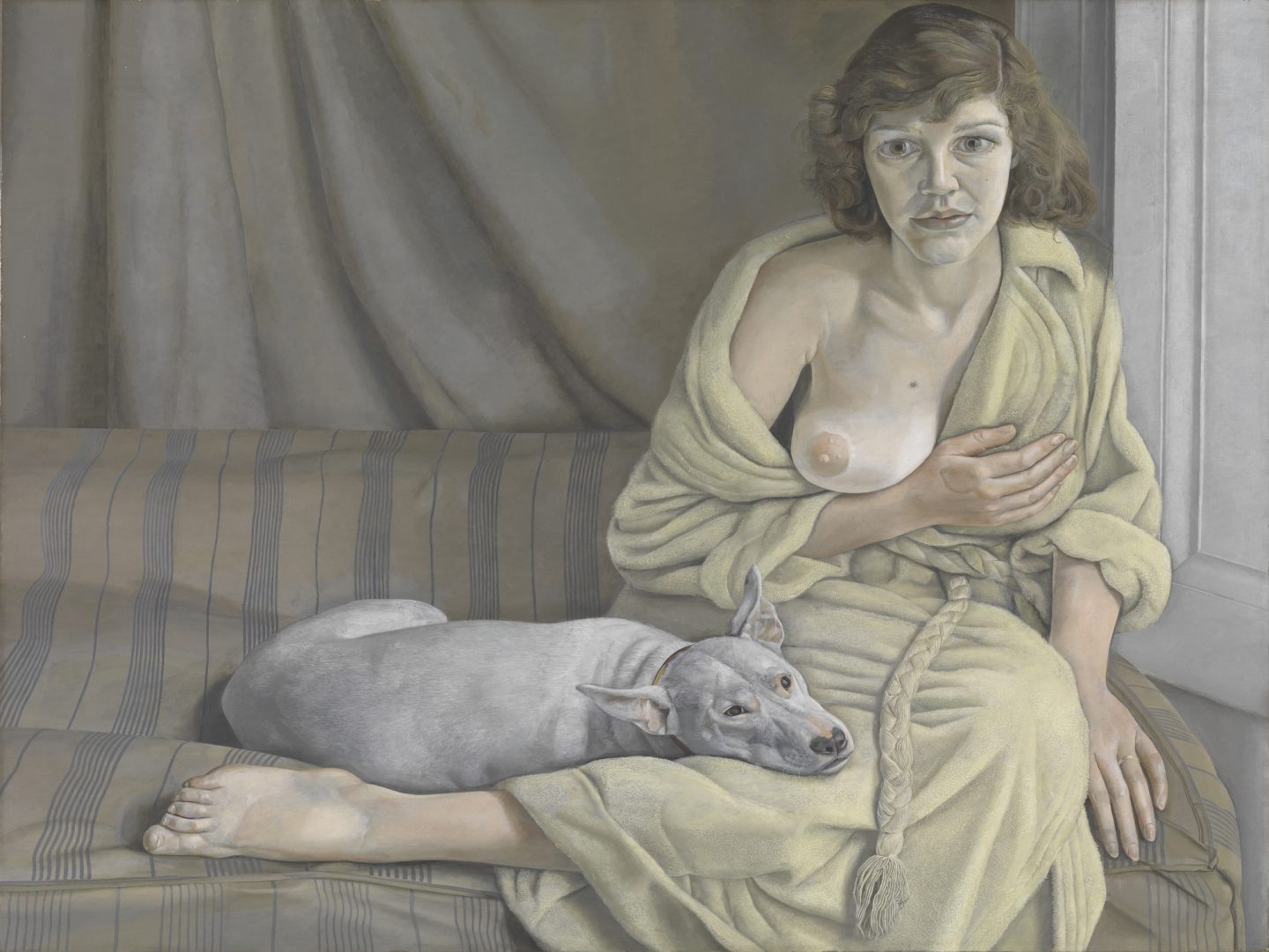 'Muchacha con perro blanco', de Lucian Freud.