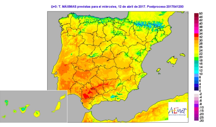 Desviación de las temperaturas respecto a la media