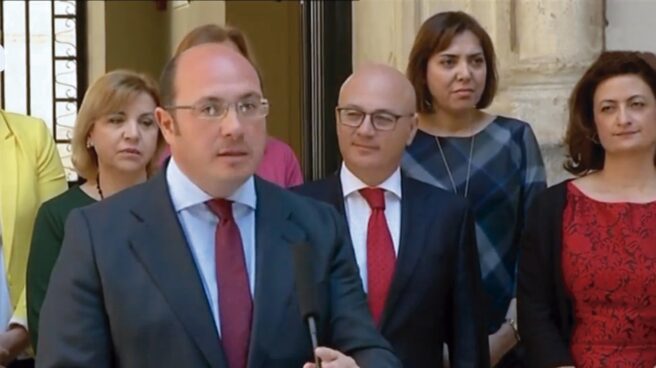 Pedro Antonio Sánchez, durante su comparecencia de este martes. Pedro Antonio Sánchez, durante su comparecencia de este martes.