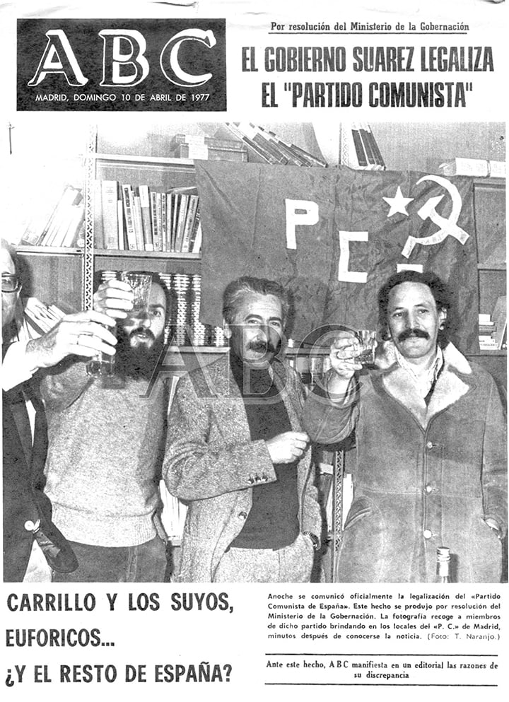 Portada del ABC del 10 de abril de 1977.