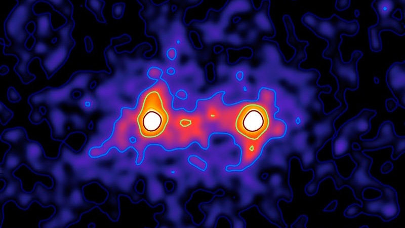 Un puente de materia oscura conecta galaxias.