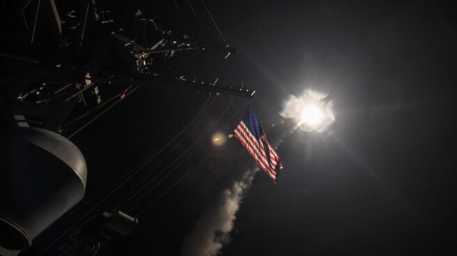 Una imagen del bombardeo de EEUU en Siria.