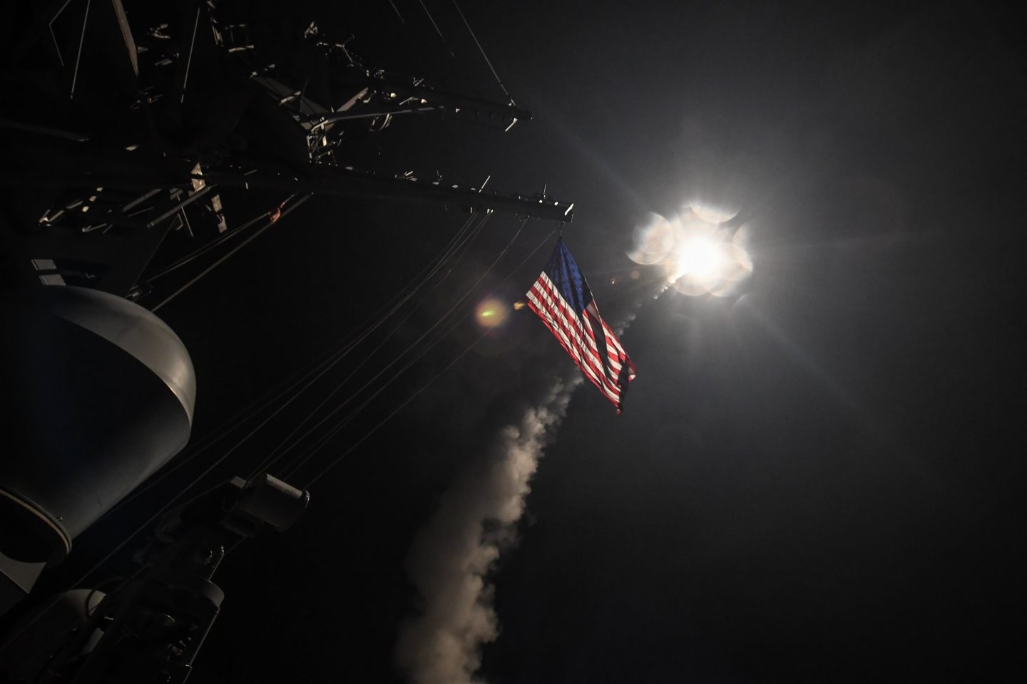 Una imagen del bombardeo de EEUU en Siria.