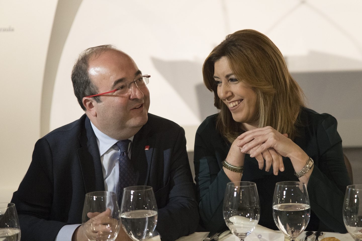 Susana Díaz y Mikel Iceta durante un almuerzo este miércoles en Barcelona.