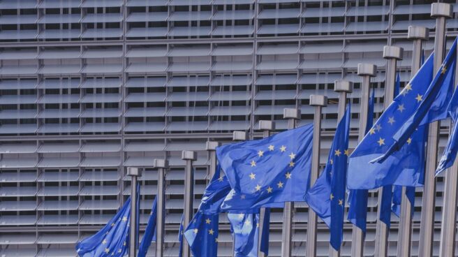 Banderas de la Unión Europea en Bruselas.