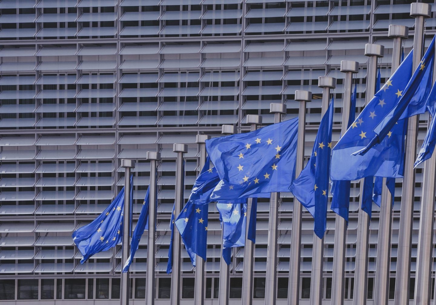 Banderas de la Unión Europea en Bruselas.