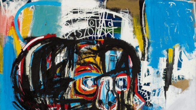 Fotografía sin fecha cedida por la casa de subastas Sotheby's que muestra una pintura del artista fallecido Jean-Michel Basquiat.