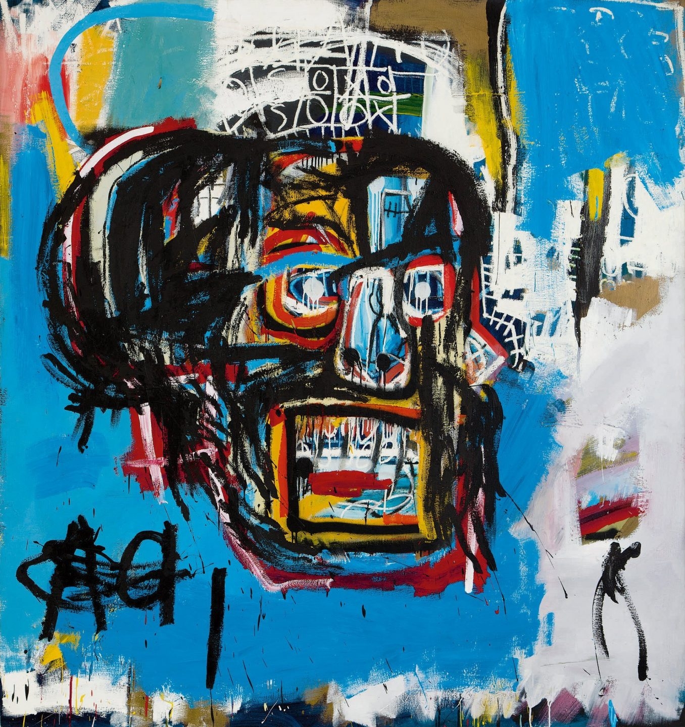 Fotografía sin fecha cedida por la casa de subastas Sotheby's que muestra una pintura del artista fallecido Jean-Michel Basquiat.