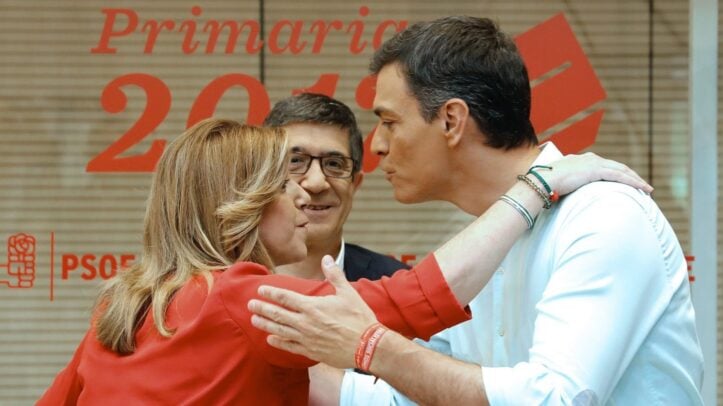 Díaz, López y Sánchez, en Ferraz antes del debate.