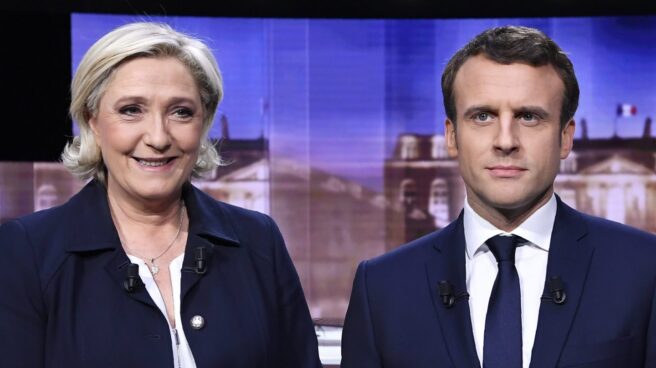 Le Pen y Macron, en el debate previo a la segunda vuelta. Le Pen y Macron, en el debate previo a la segunda vuelta.