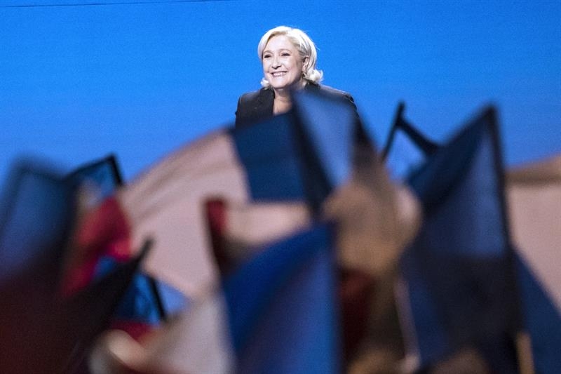 Marine Le Pen, candidata del Frente Nacional, en un mitin electoral en Francia.