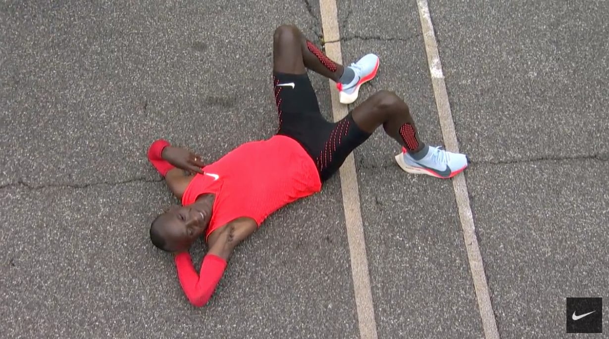 Eliud Kipchoge, tras finalizar el desafío en Monza.