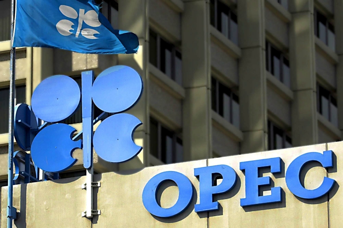 Logo de la OPEP (OPEC, en inglés), en su sede de Viena.