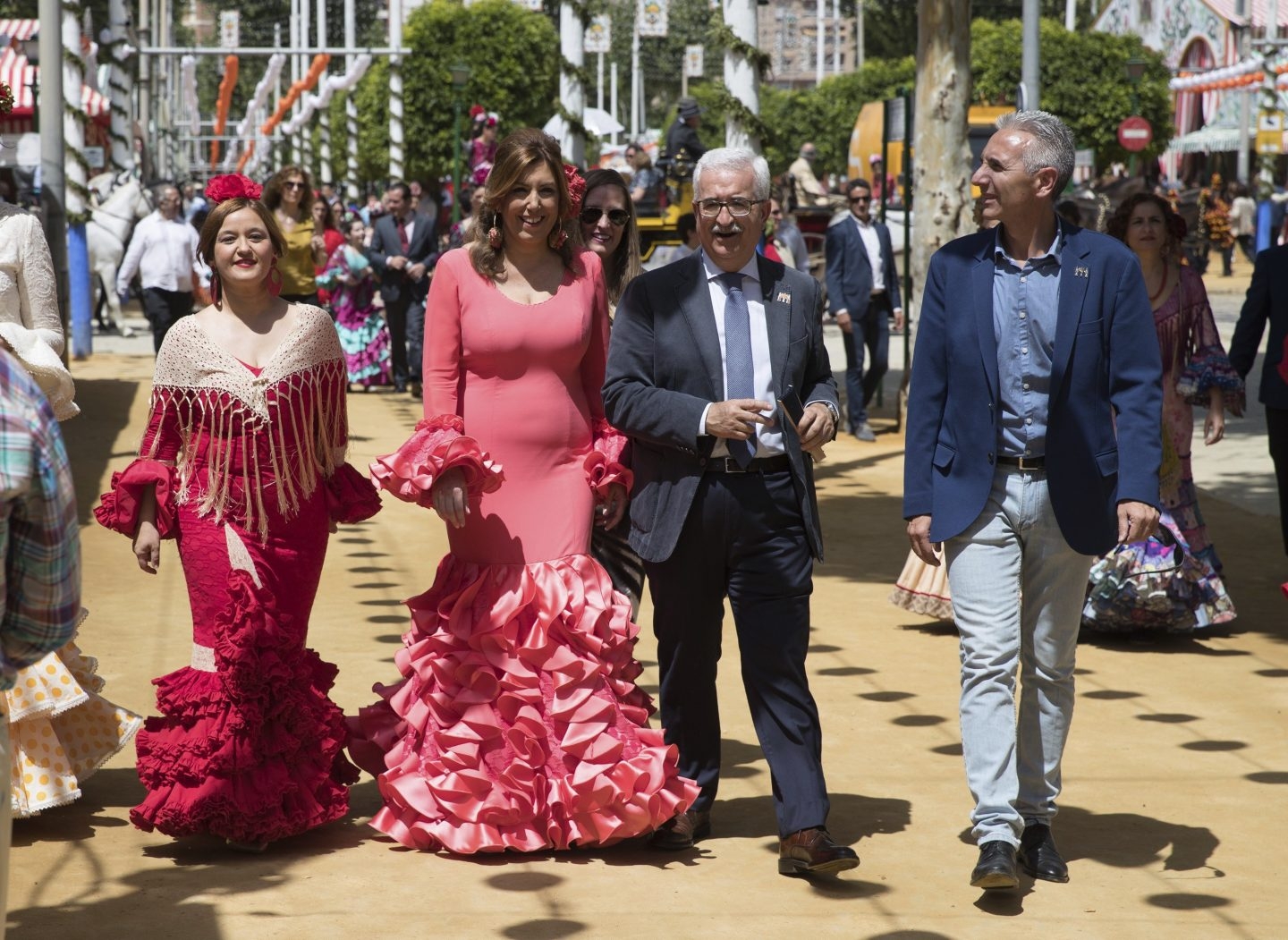 Susana Díaz y Verónica Pérez, en la Feria de Sevilla.