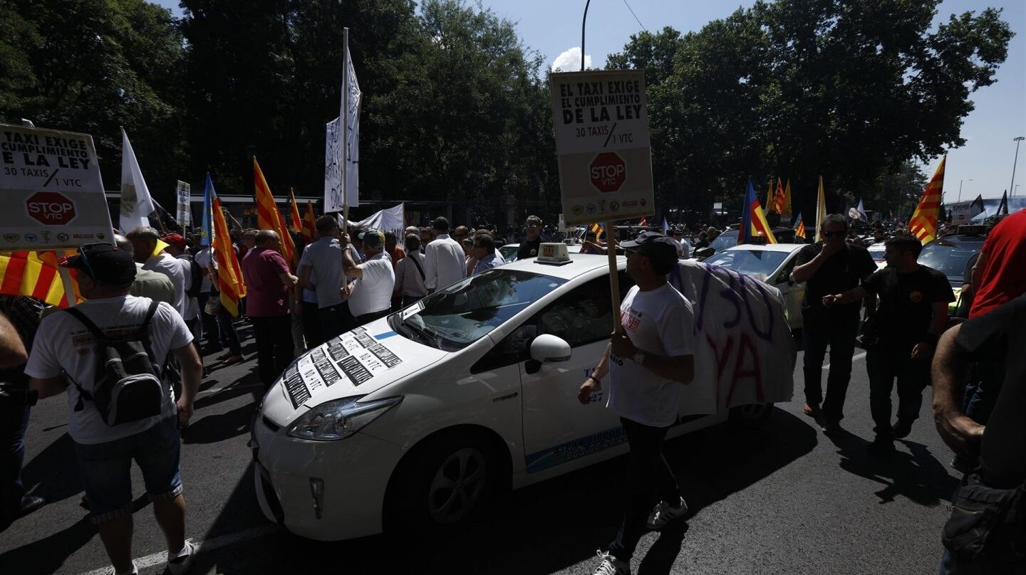 La manifestación del taxi en Madrid.