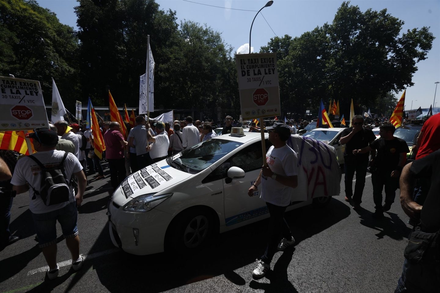La manifestación del taxi en Madrid.