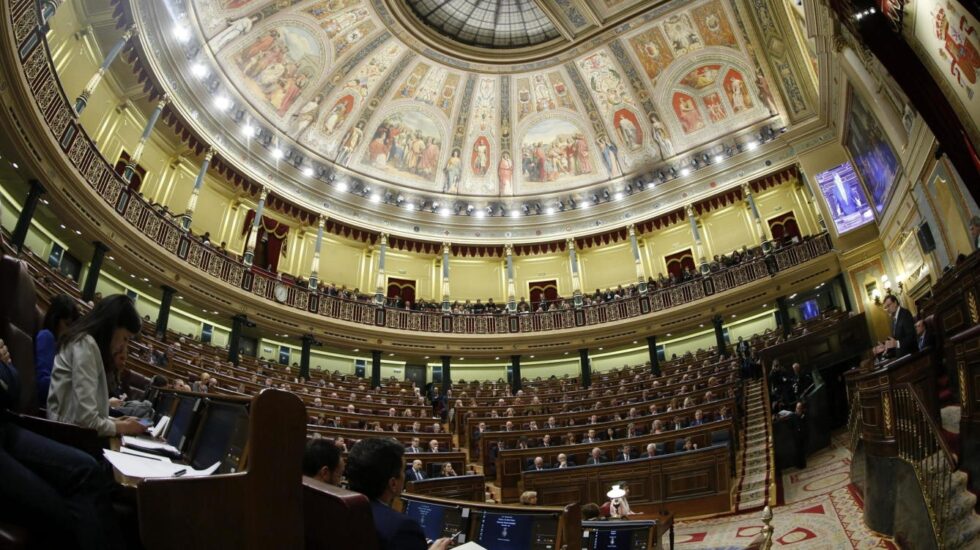 Vista general del Hemiciclo del Congreso de los Diputados, durante una intervención de Rajoy.