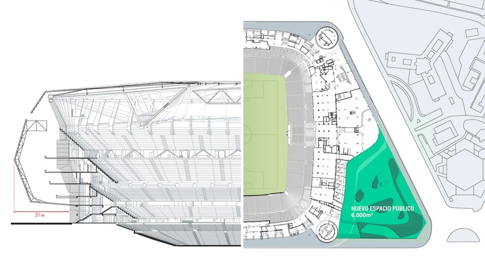 Detalle de la remodelación del Santiago Bernabéu