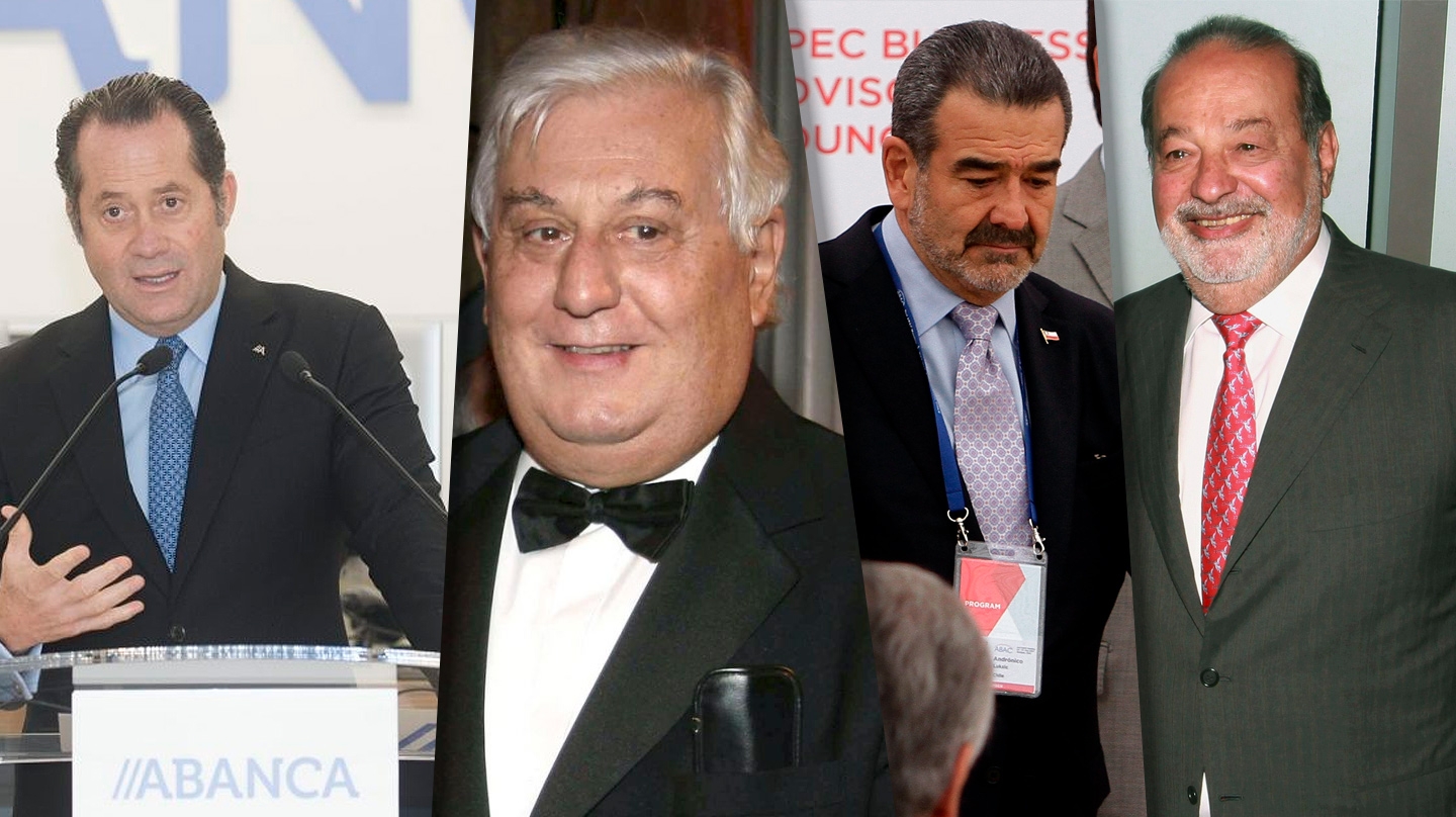 Juan Carlos Escotet, Antonio del Valle, Andrónico Luksic y Carlos Slim