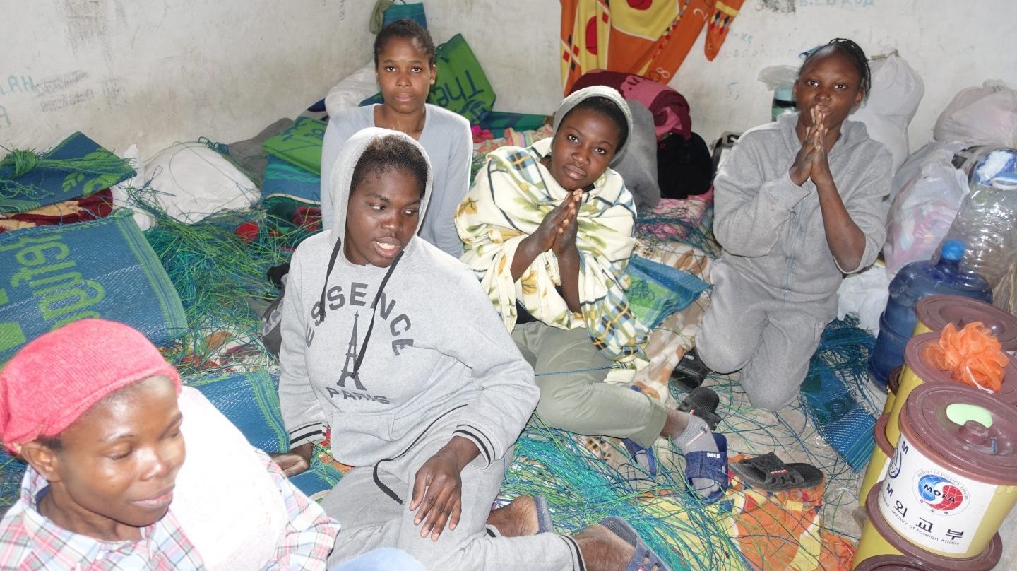 Centro de atención a migrantes en Misrata.