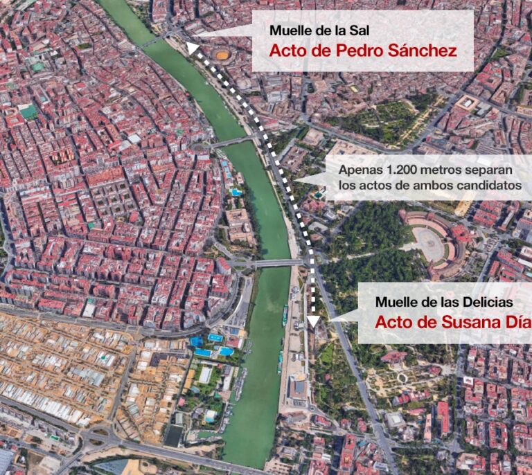 Pedro Sánchez y Susana Díaz se retan en los muelles de Sevilla a 48 horas de las primarias