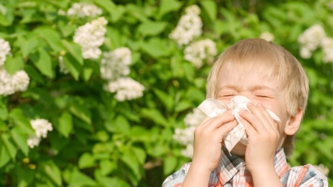 Un niño con síntomas de alergia.