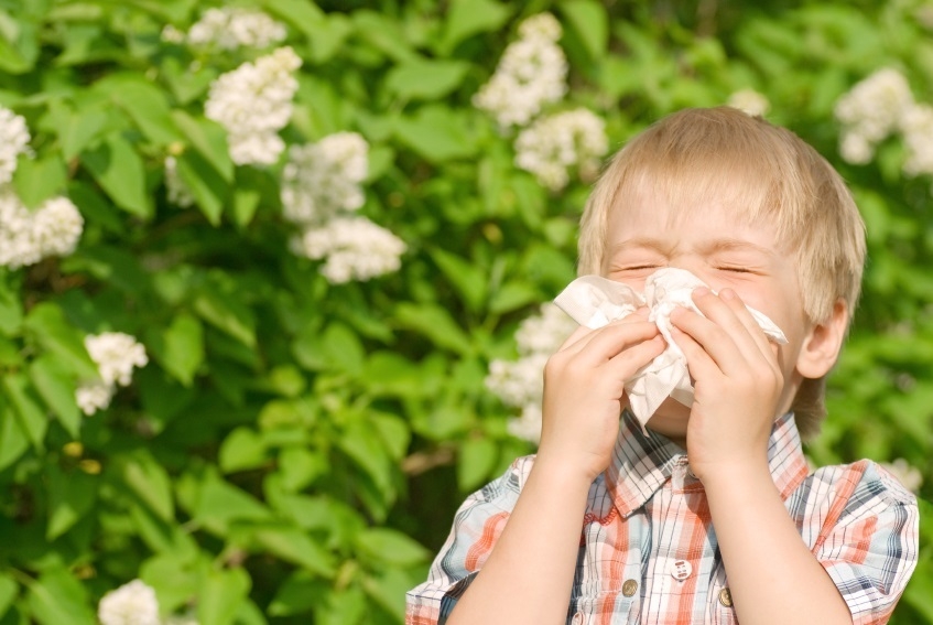 Un niño con síntomas de alergia.