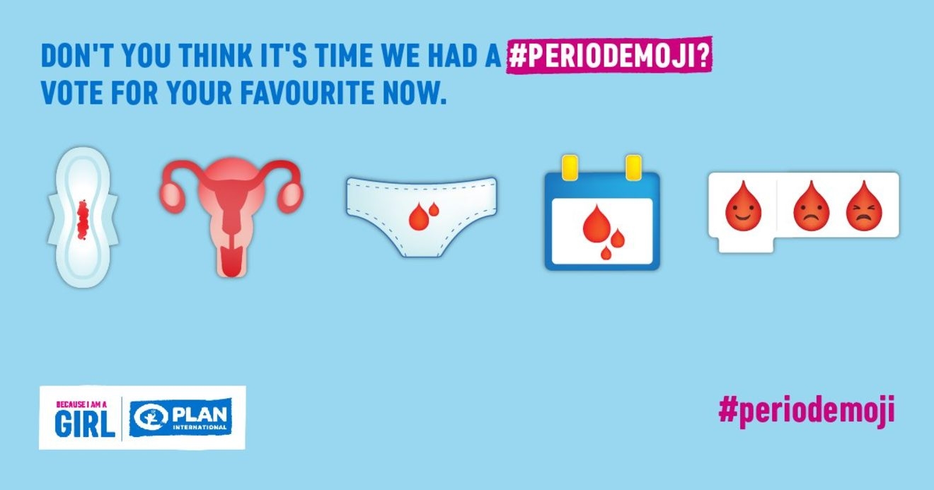 Campaña #periodemoji para visibilizar la regla de Plan Internacional.